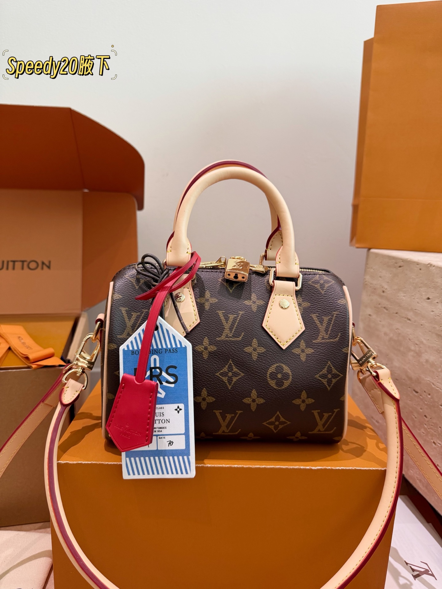 LV Speedy Handbag Monogram Canvas Cowhide Leather Adjustable 3